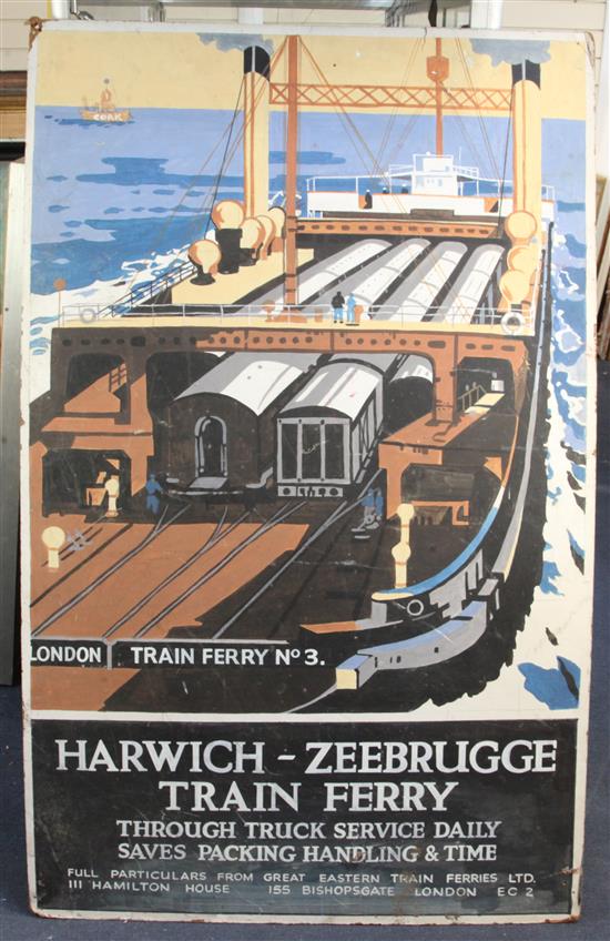 § Frank Henry Mason (1876-1965) Original design for the Harwich Zebrugge Train Ferry poster 47 x 29.5in., unframed